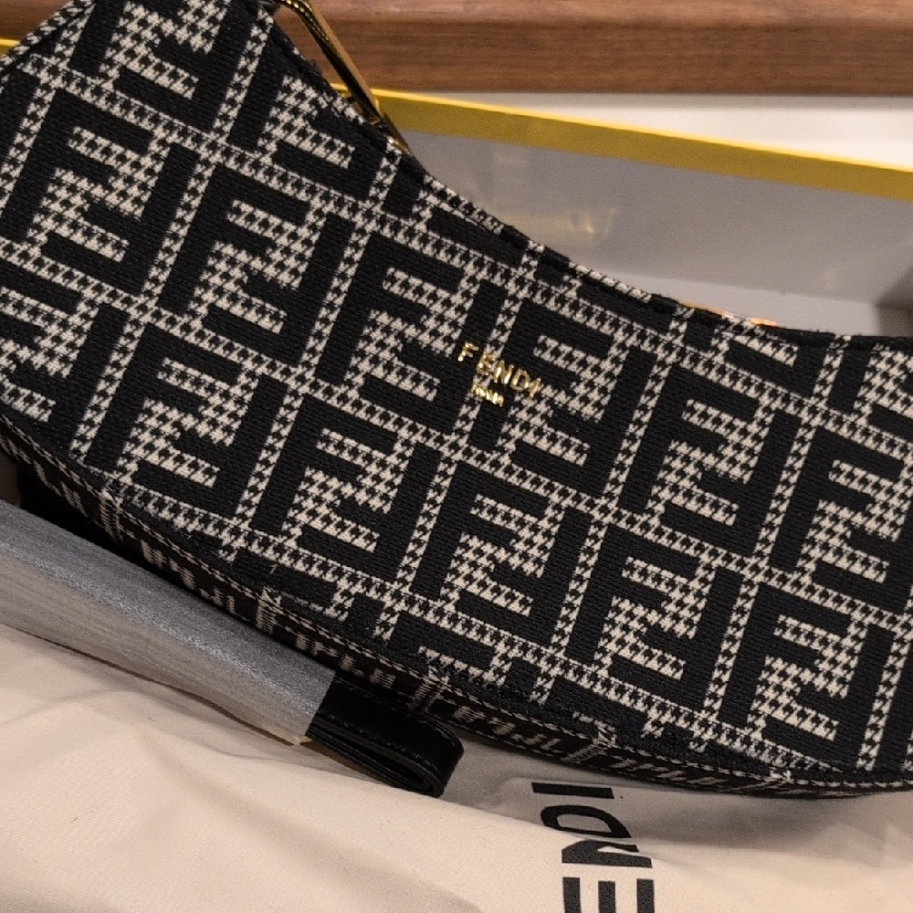 Fendi Monogram Black and White Shoulder Bag